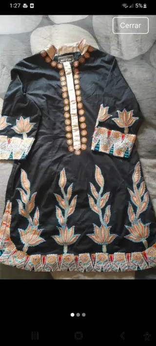 Vestido mujer negro bordado