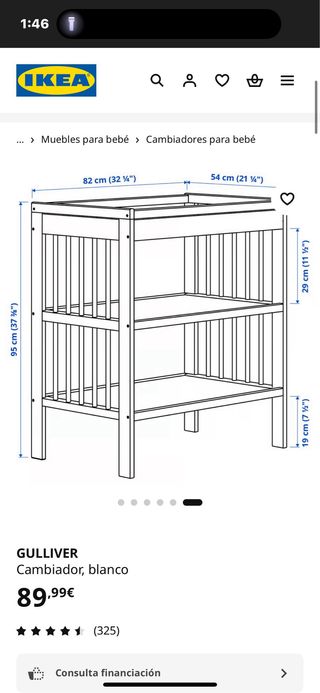 Cambiador bebé GULLIVER blanco IKEA