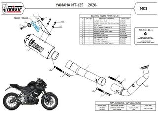 Tubo completo Yamaha mt 125 r 125 mivv