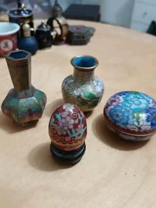 Set  4 oggetti smalto cloisonné