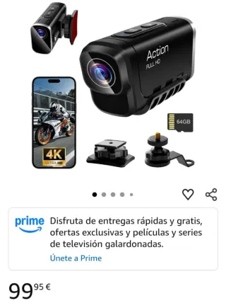 Cámara Deportiva 4K Full HD Negra