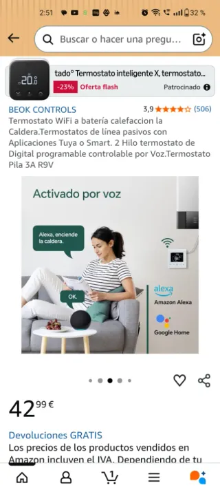 Termostato Gas Boiler BEOK BOT-R9V-WIFI