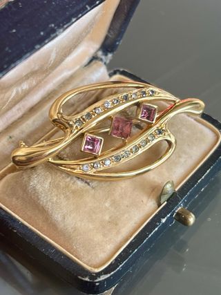 Spilla vintage oro 835 placata rosa