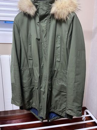 Lote abrigo verde y jersey azul