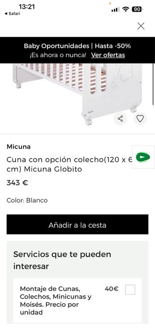 Cuna de madera blanca