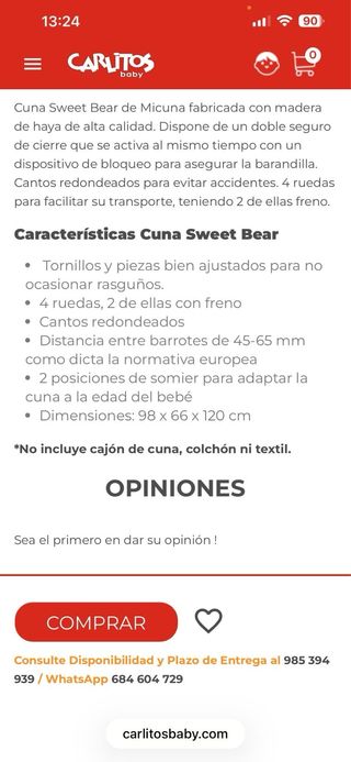 Cuna de madera blanca