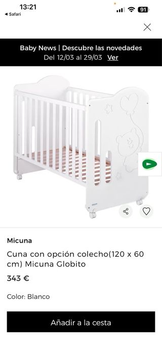 Cuna de madera blanca