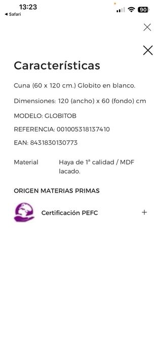 Cuna de madera blanca