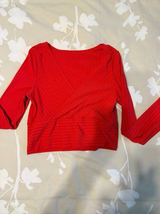 Camiseta Shein manga larga roja Talla S