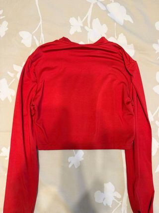 Camiseta Shein Roja Manga Larga Ajustada Talla S