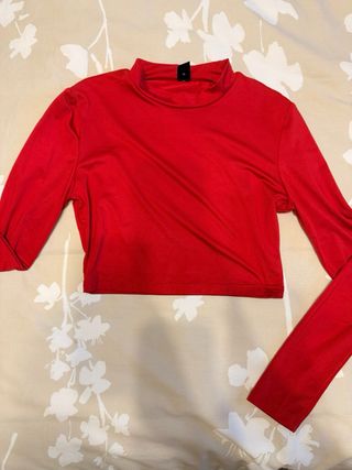 Camiseta Shein Roja Manga Larga Ajustada Talla S