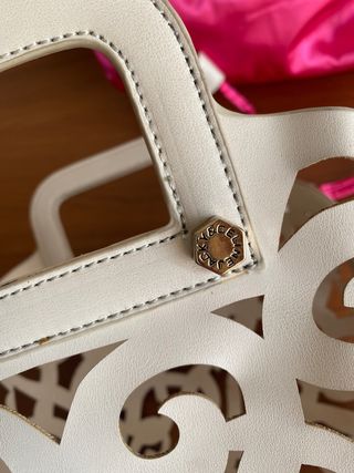 Borsa Jacky & Celine beige con interno fucsia