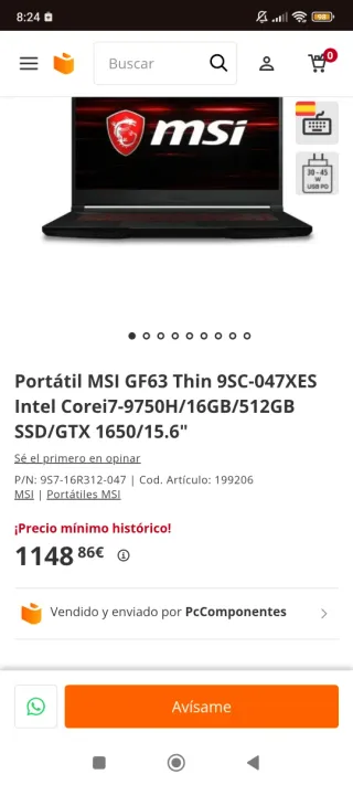 Portátil Gaming con Teclado Retroiluminado Rojo