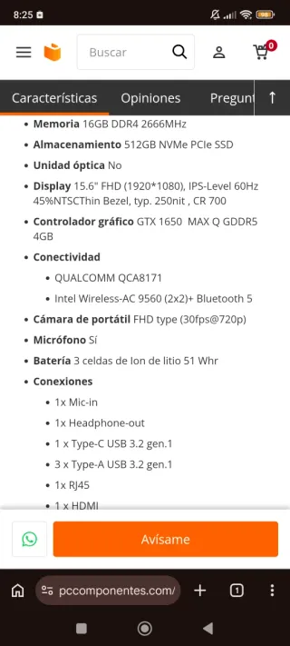 Portátil Gaming con Teclado Retroiluminado Rojo