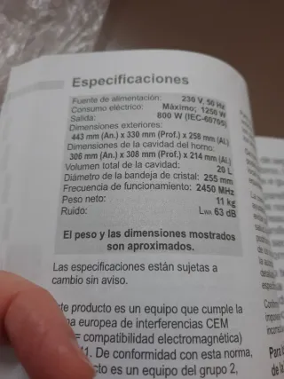 Microondas Panasonic NN-E20JWM