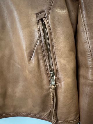 Chaqueta Piel Massimo Dutti Marrón Talla S