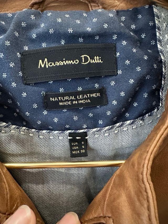 Chaqueta Piel Massimo Dutti Marrón Talla S