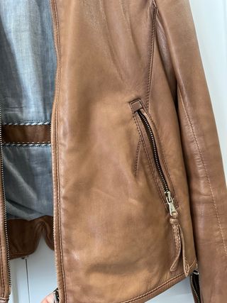 Chaqueta Piel Massimo Dutti Marrón Talla S