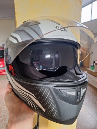 Casco Integral SHIRO Moto Gris Blanco