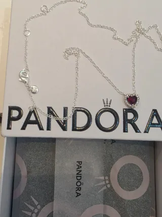 Collar Pandora Corazón Rosa Plata