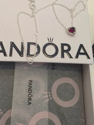 Collar Pandora Corazón Rosa Plata