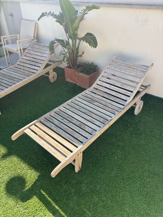 2 Hamacas Terraza Madera con Cojines