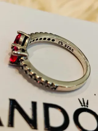 Anillo Pandora Lazo Rojo Plata