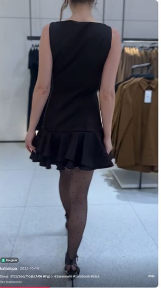 Vestito Zara marrone con volant aderente