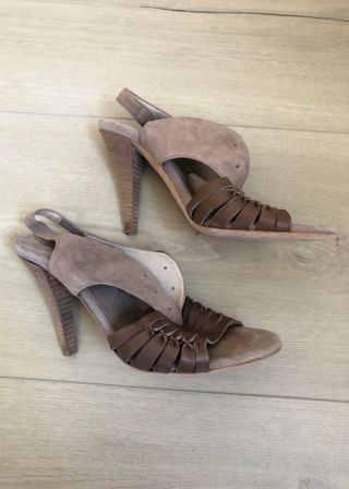 Sandalias Anthropologie ante beige, talla 36
