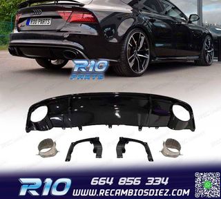 DIFUSOR AUDI A7 16-18 LOOK RS7 + COLAS ESCAPE NEGRO BRILLO