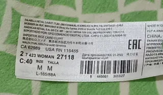 Vestido Mango Verde y Blanco Talla M.