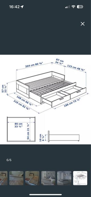 Cama extensible Ikea Brimnes + 2 colchones