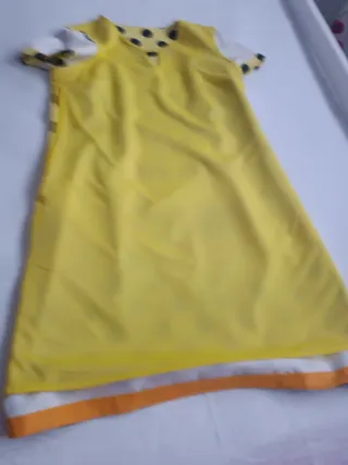 Vestido amarillo lunares y flores con forro amaril