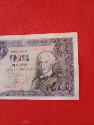 Billete 5000 Pesetas España 1976 usado