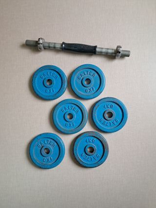 Mancuerna y 6 Pesas 1kg Salter Vintage Azul