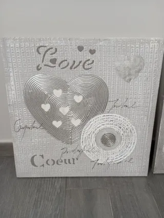 Conjunto 2 lienzos Corazones Love