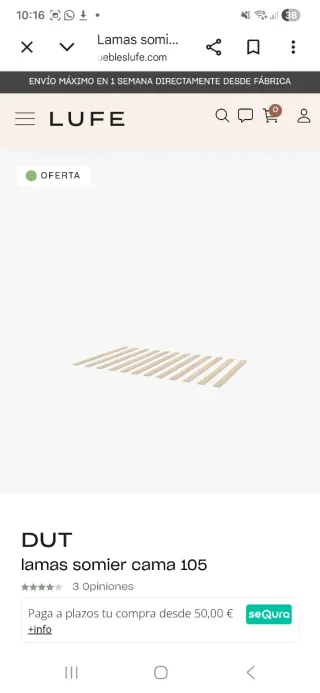 Cama Montessori Suelo 105x190 Lufe Mendi