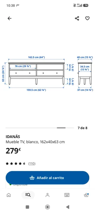 Mueble TV Ikea Idanas Blanco