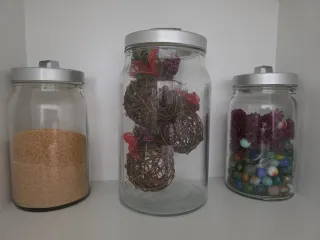 Set 3 Botes Cocina Cristal Tapa Plateada