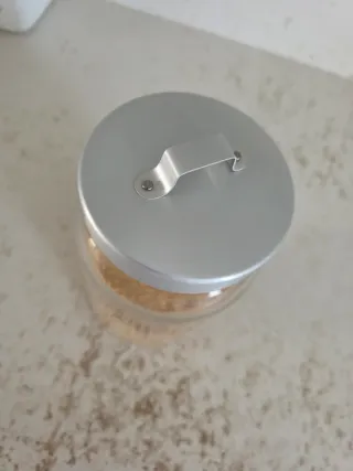 Set 3 Botes Cocina Cristal Tapa Plateada