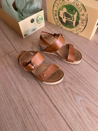 Sandalias Panama Jack Piel Hebillas Plataforma