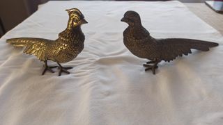 Pareja pavos Reales de plomo decoración 15cm c/u