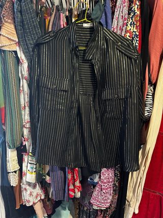 Blusa Mango Rayas Doradas