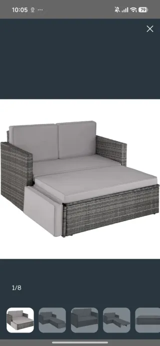 Sofá cama jardín ratán gris nuevo