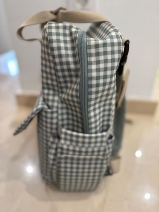 Mochila carrito bebé Walking Mum cuadros verde