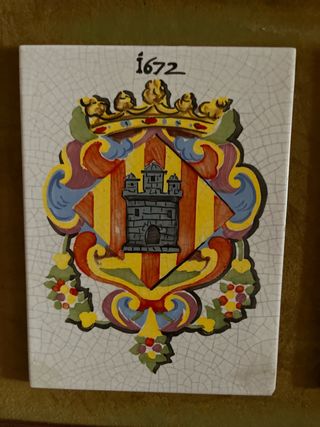 Cuadro azulejos Castellón cerámica madera