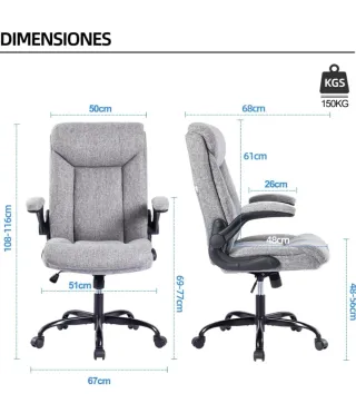 Silla de oficina giratoria tela MZLEE