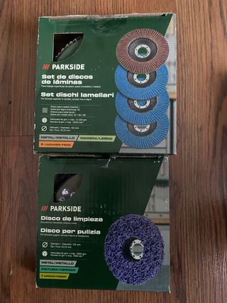 Set Discos 125mm y Plato Lijador Parkside