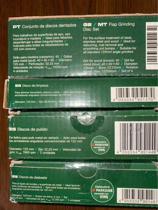 Set Discos 125mm y Plato Lijador Parkside