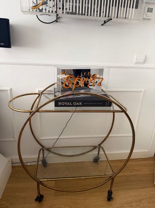 Carrito Bar Dorado Cristal Metal